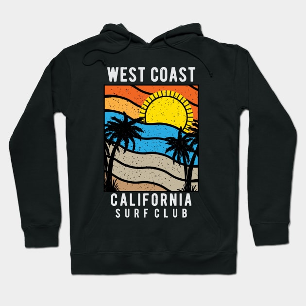 West Coast California Surf Club Hoodie by Mako Design 